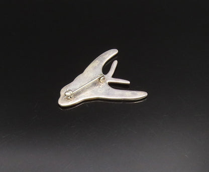 925 Sterling Silver  Vintage Tri Tone Modernist Fish Brooch Pin  BP9690