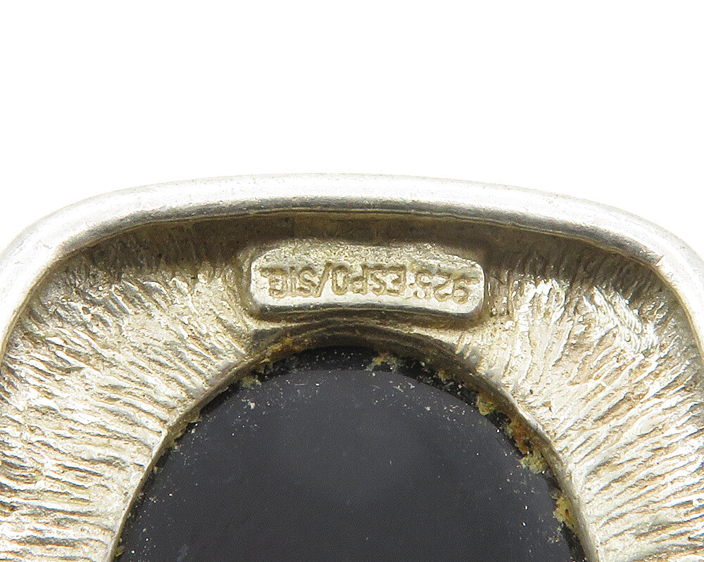 ESPO 925 Sterling Silver   Vintage Cabochon Cut Black Onyx Pendant  PT11546