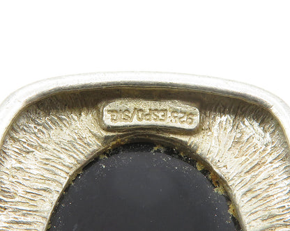 ESPO 925 Sterling Silver   Vintage Cabochon Cut Black Onyx Pendant  PT11546
