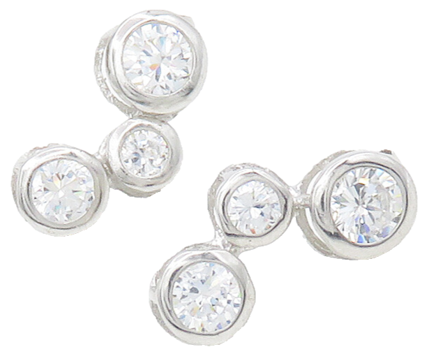 925 Sterling Silver  Sparkling Round Cut Cubic Zirconia Drop Earrings  EG8490