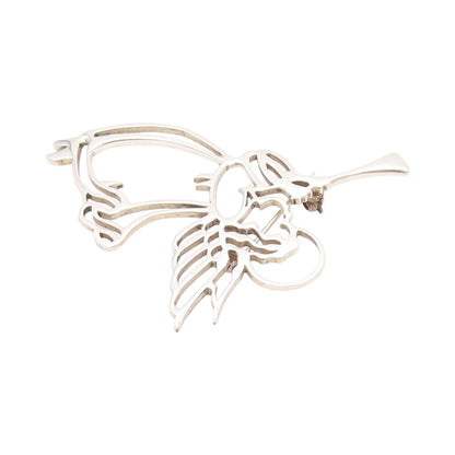 925 Sterling Silver Vintage Brooch Angel Stencil Cutout Playing Music  BP11597