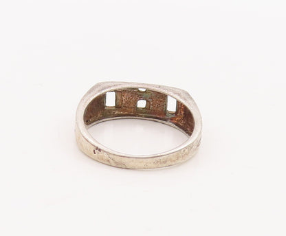 925 Sterling Silver Vintage Ring Solid Cutout Square & Rectangle Sz 9.5  RG28804