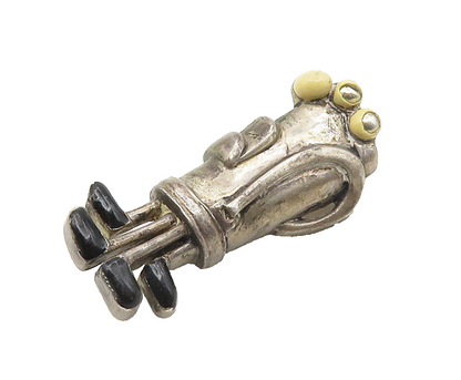 925 Sterling Silver  Vintage Black Onyx Bag Of Golf Clubs Brooch Pin  BP6572