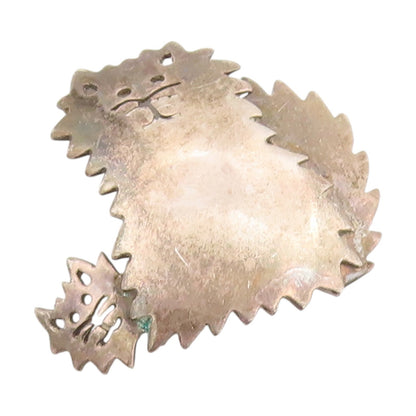925 Sterling Silver Vintage Brooch Pin Modernist Cat With Jagged Edges  BP12320