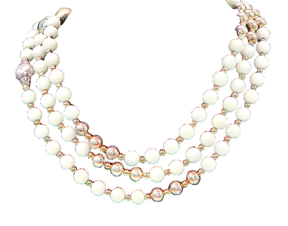PAOLA VALENTINI 925 Sterling Silver Vintage White Stone Heavy Necklace  NE2994