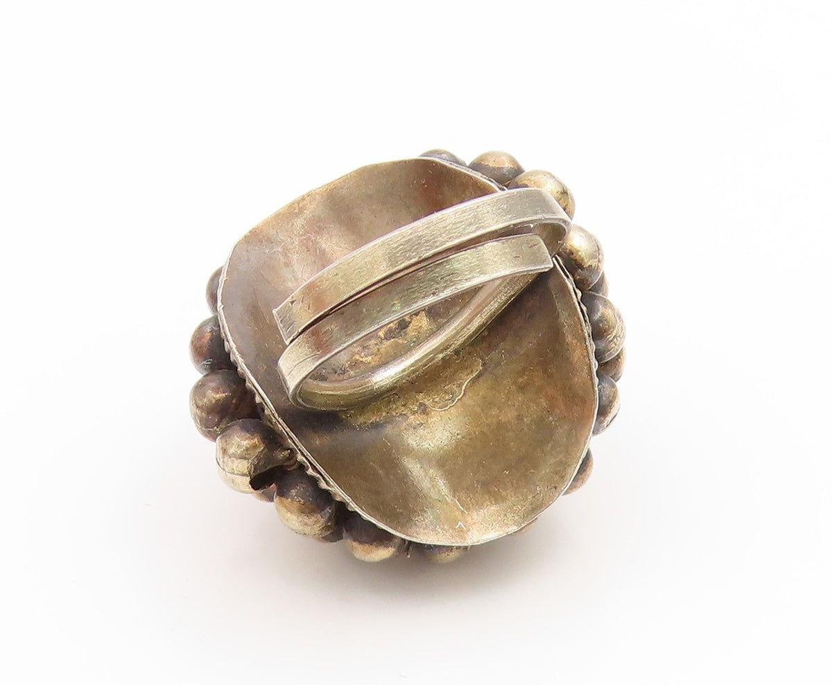 925 Sterling Silver Vintage Ring Classic Caviar Bead Dome Band  Sz 6.5  RG35159