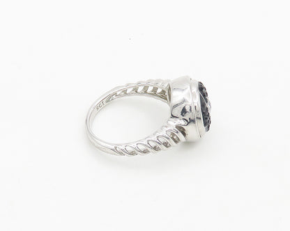 925 Silver   Vintage Black Crystal & Cubic Zirconia Band Ring Sz 7  RG19433