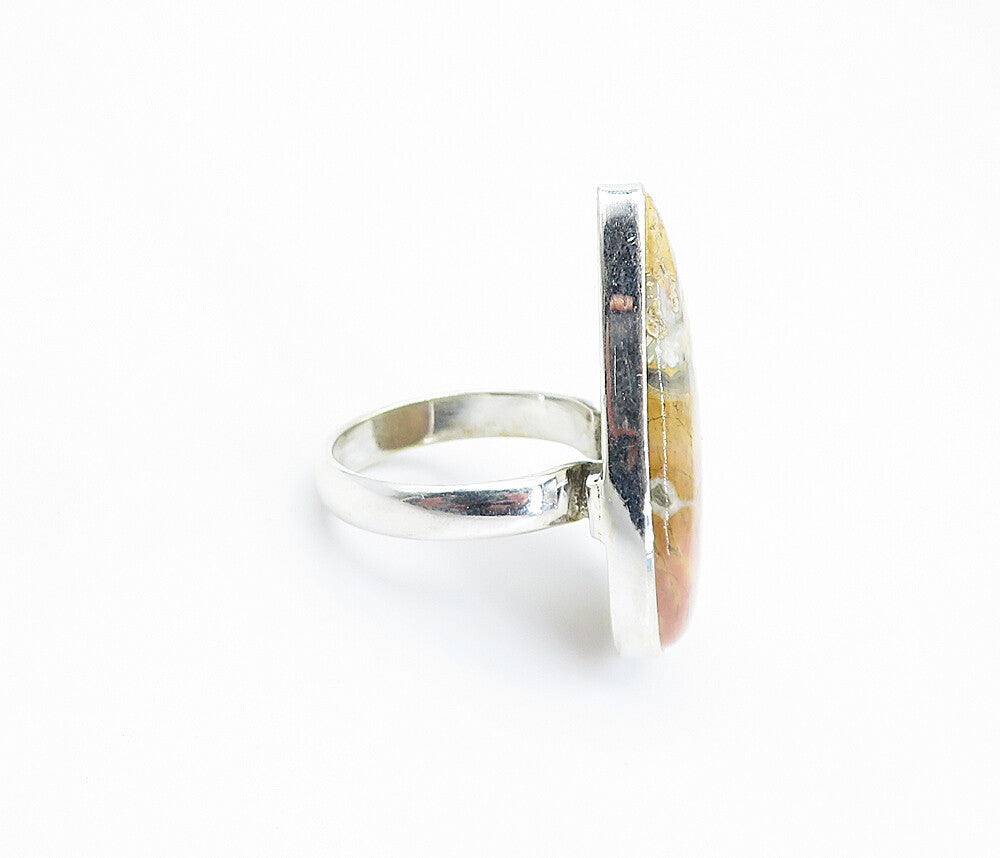 925 Sterling Silver  Tear Drop Jasper Polished Cocktail Ring Sz 9  RG8184
