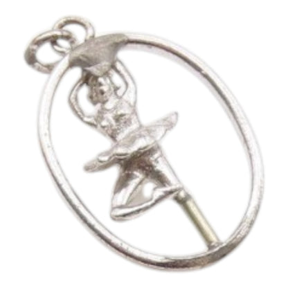 925 Sterling Silver  Vintage Shiny Ballet Dancer Petite Pendant  PT18464