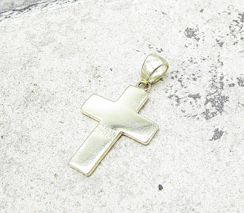 Gold Over 925 Sterling Silver Love Hearts Enamel Cross Drop Pendant PT1200