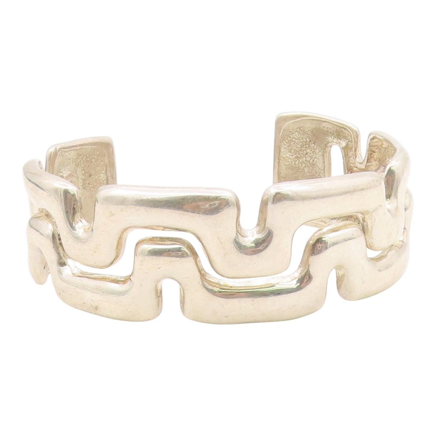 ESPO SIG 925 Silver  Vintage Shiny Open Wavy Design Cuff Bracelet  BT9318