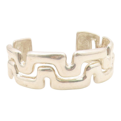 ESPO SIG 925 Silver  Vintage Shiny Open Wavy Design Cuff Bracelet  BT9318