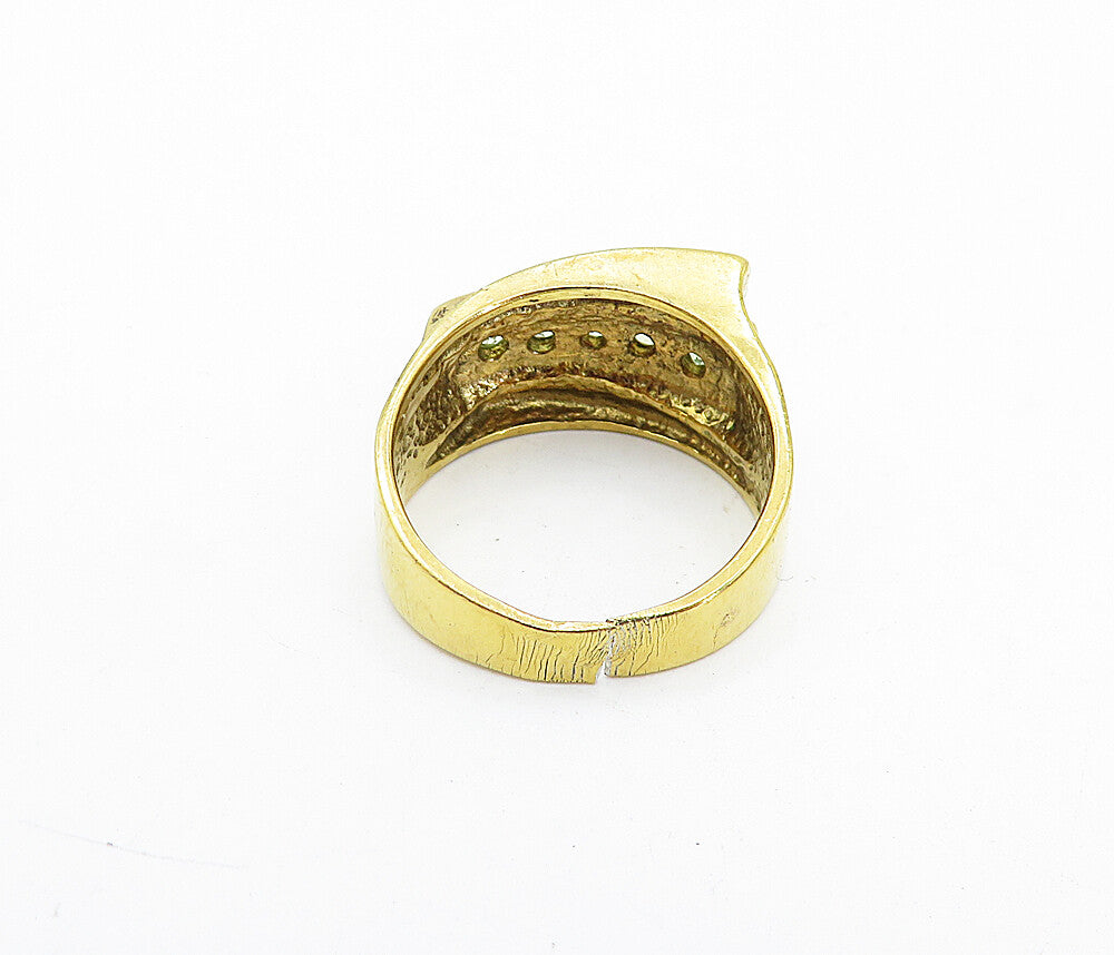 925 Sterling Silver  Vintage Topaz Shiny Gold Plated Band Ring Sz 7.5  RG4441