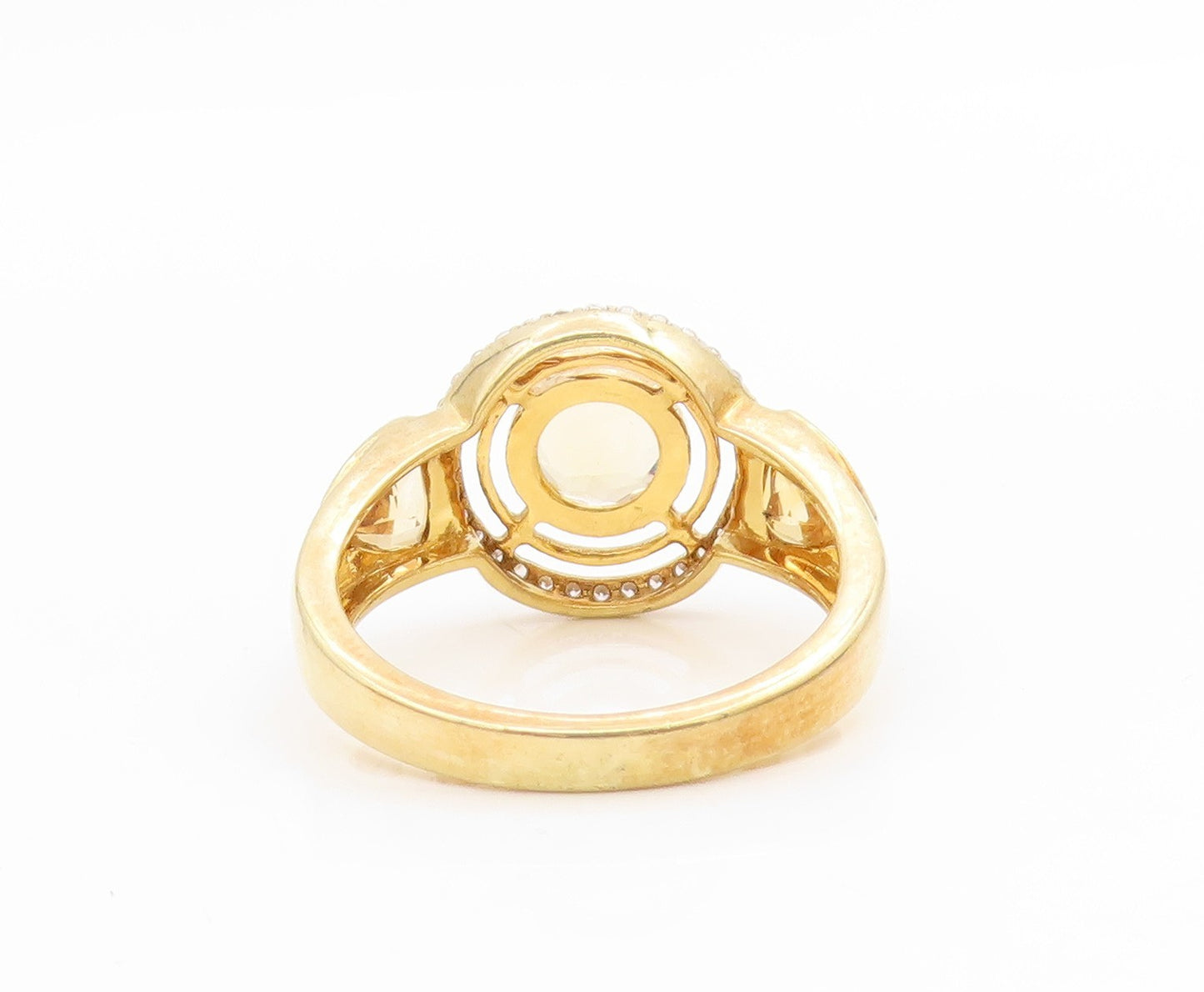 925 Sterling Silver Vintage Ring Gold Plated Citrine & Sapphire  Sz 7  RG34696