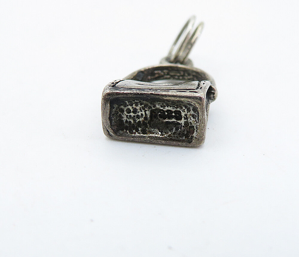 925 Sterling Silver  Vintage Petite Dark Tone Purse Handbag Pendant  PT3828
