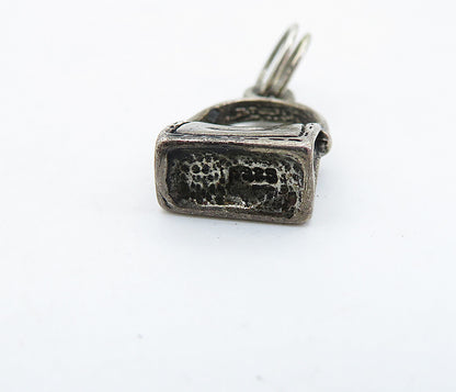 925 Sterling Silver  Vintage Petite Dark Tone Purse Handbag Pendant  PT3828