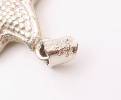 MEXICO 925 Sterling Silver  Vintage Hollow Hammered Starfish Pendant  PT18360