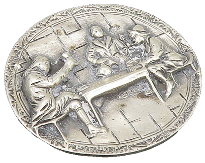 925 Sterling Silver  Vintage Tavern Scenery Round Brooch Pin  BP9355