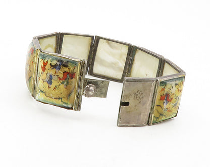 CHINESE EXPORT 925 Silver Vintage Antique Art Story Teller Bracelet  BT4695