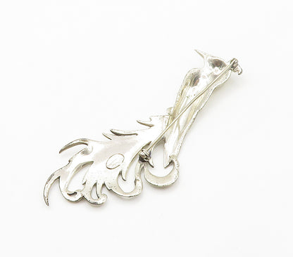 DANECRAFT 925 Sterling Silver Vintage Shiny Long Tailed Bird Brooch Pin BP6082