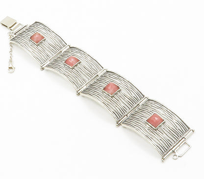 SILPADA 925 Sterling Silver  Vintage Rose Quartz Panel Chain Bracelet  BT5853