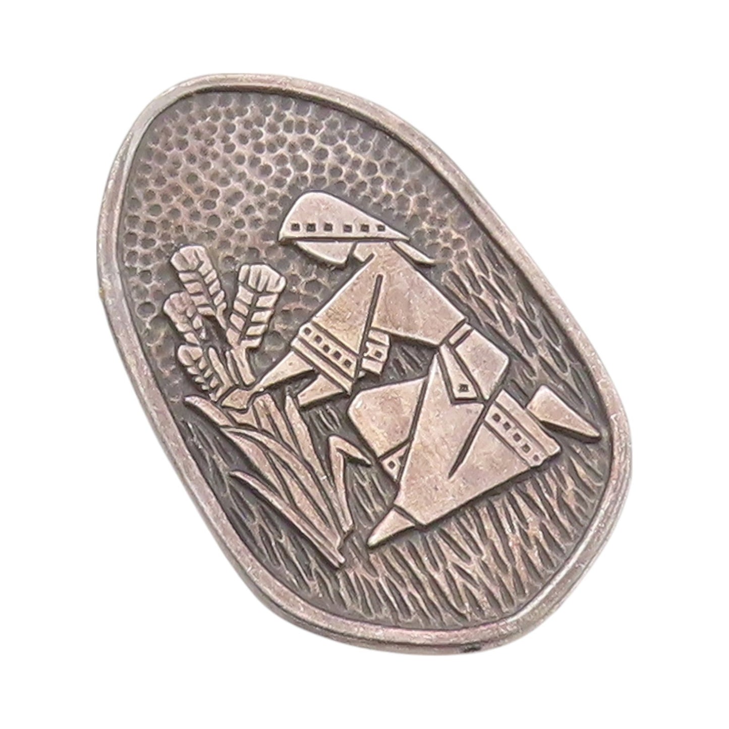 925 Sterling Silver Vintage Brooch ISRAEL Nature Lover Girl Etched  BP11616