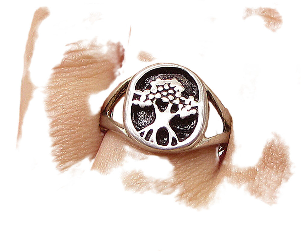 925 Sterling Silver  Vintage Tree View Band Ring Sz 8  RG3389