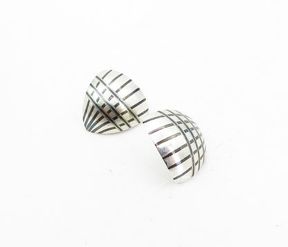 TERRI 925 Sterling Silver  Vintage Enamel Pattern Curved Drop Earrings  EG4261