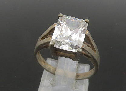 925 Sterling Silver  Vintage Cubic Zirconia Split Shank Band Ring Sz 8 RG21198
