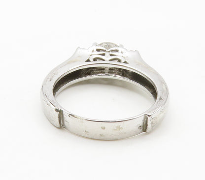 925 Sterling Silver  Shiny Cubic Zirconia Solitaire Accent Ring Sz 6  RG15341