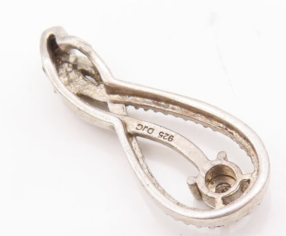 925 Sterling Silver Vintage Pendant Delicate Designer Diamonds Inlay   PT23075