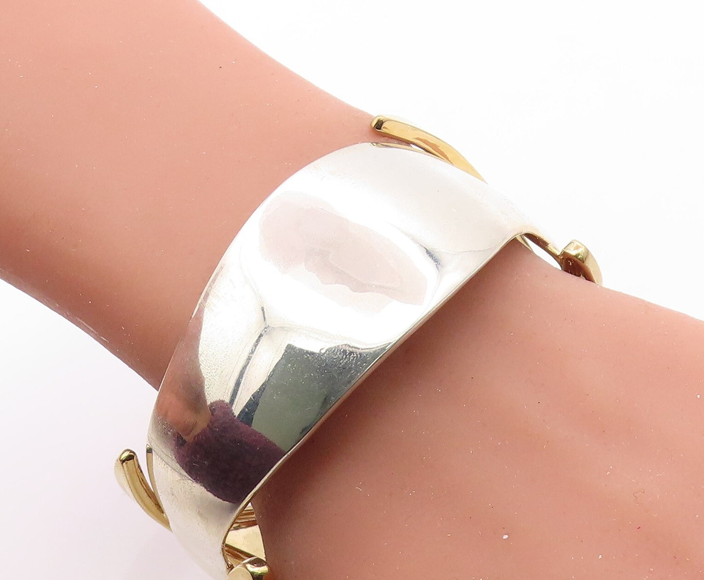 RLM STUDIO 925 Sterling Silver  Vintage Polished 2 Tone Bangle Bracelet BT2709