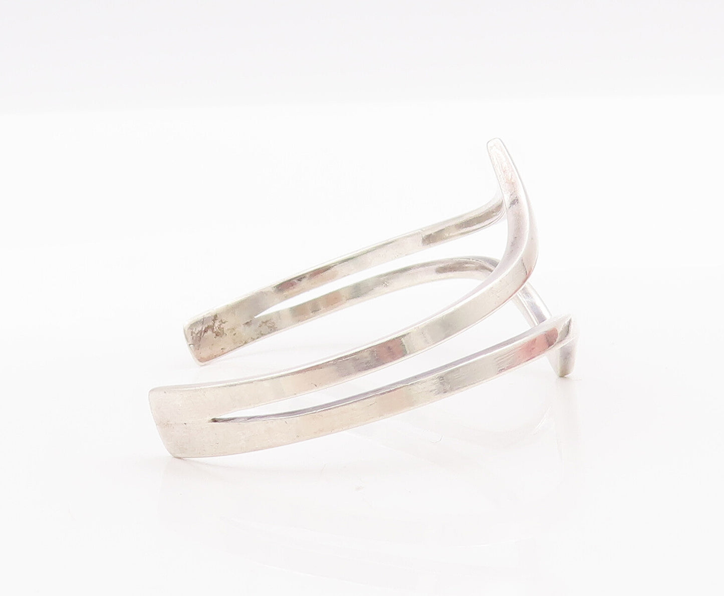 925 Sterling Silver Vintage Bracelet Minimalist Cutout Modernist Cuff  BT10324