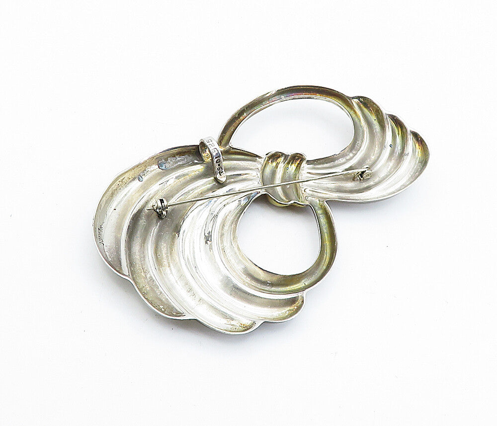 MEXICO 925 Sterling Silver  Vintage Two Tone Fluted Swirl Brooch Pin  BP1669