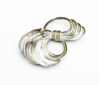 MEXICO 925 Sterling Silver  Vintage Two Tone Fluted Swirl Brooch Pin  BP1669