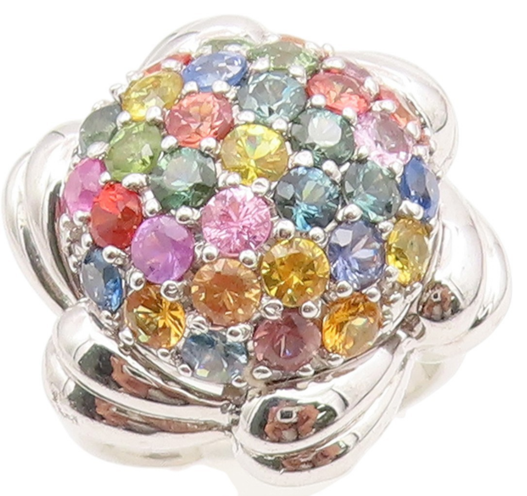 925 Sterling Silver Vintage Ring Gemstone Floral Cluster Band  Sz 6.5  RG34357