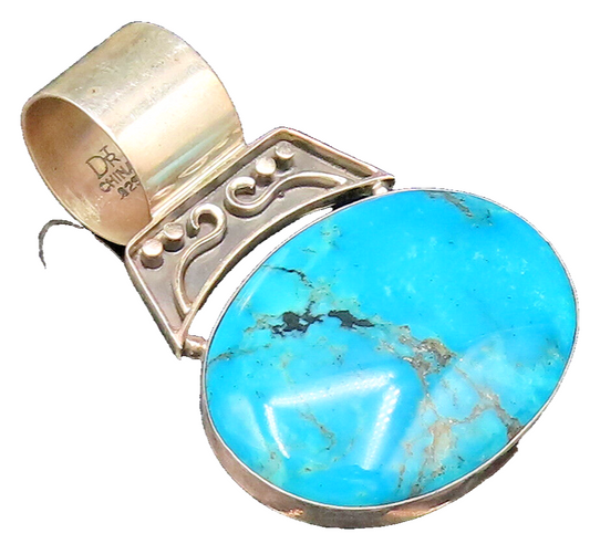 DTR JAY KING 925 Silver  Vintage Swirl & Bead Detail Turquoise Pendant PT21773