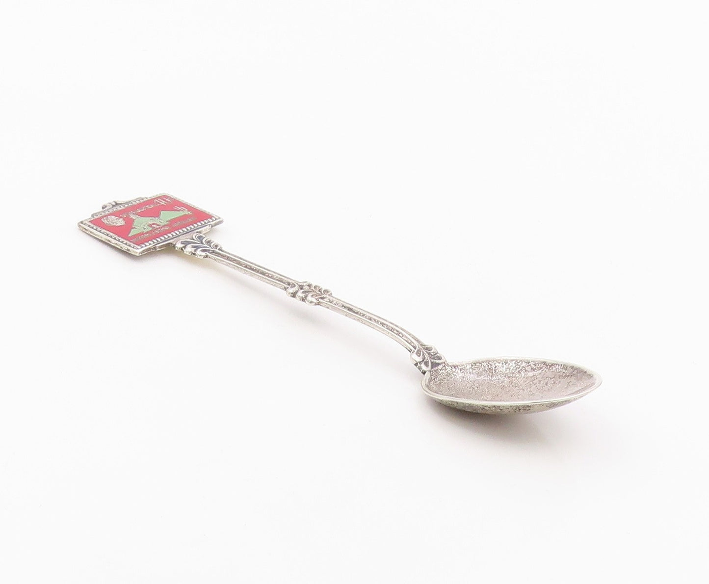 925 Sterling Silver  Vintage Antique Enamel St. Maarten Tea Spoon  TR1621