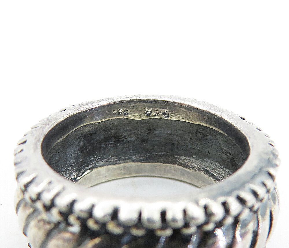 925 Sterling Silver  Vintage Fluted Bubble Border Band Ring Sz 6.5  RG6003