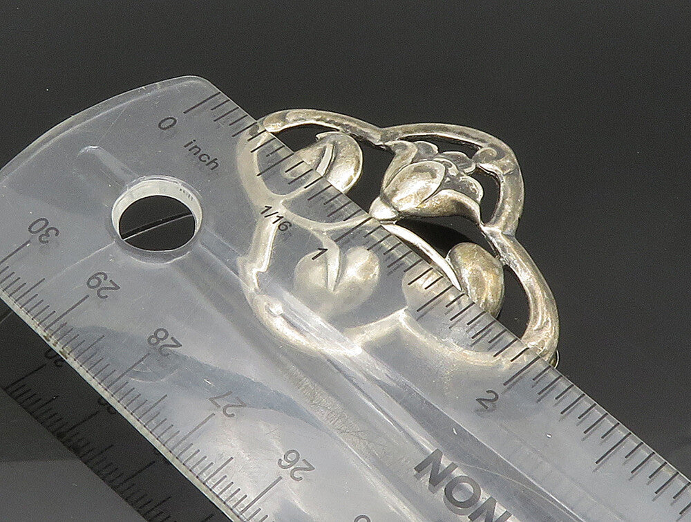 925 Sterling Silver  Vintage Antique Floral Vine Motif Brooch Pin  BP9284