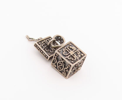 925 Sterling Silver Vintage Pendant Religious Prayer Box Locket OPENS  PT26511