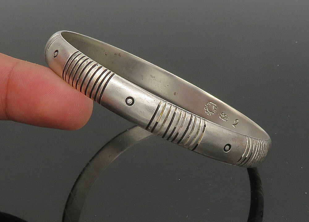 JEAN DUVOISIN 925 Sterling Silver  Vintage Modernist Bangle Bracelet  BT9060