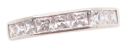 925 Sterling Silver Vintage Ring Modernist Square Cut CZ Inlay Band Sz 8 RG32742