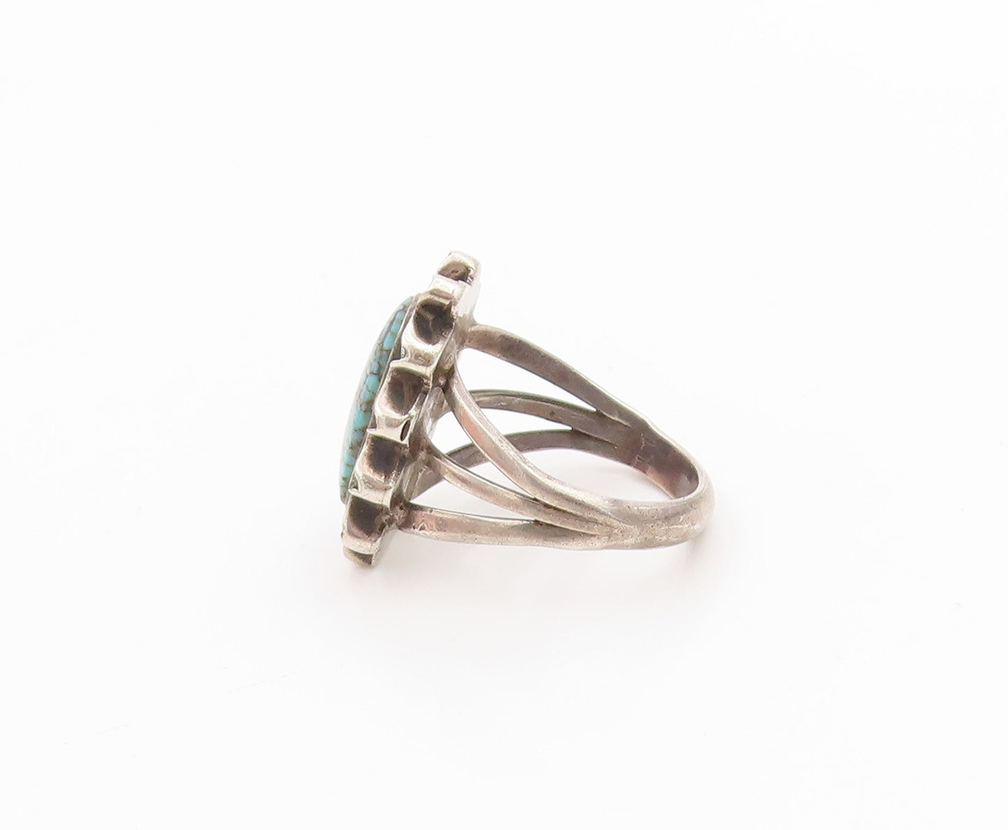 925 Sterling Silver Vintage Ring SOUTHWESTERN Cabochon Turquoise Sz 6 RG33917