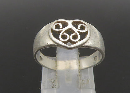 925 Sterling Silver  Vintage Shiny Swirl Love Heart Band Ring Sz 7  RG22921