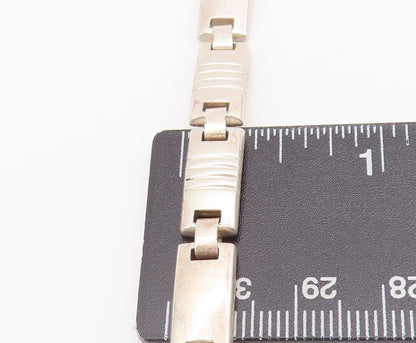 925 Sterling Silver Vintage Bracelet Solid Linked Rectangular Etched  BT10291