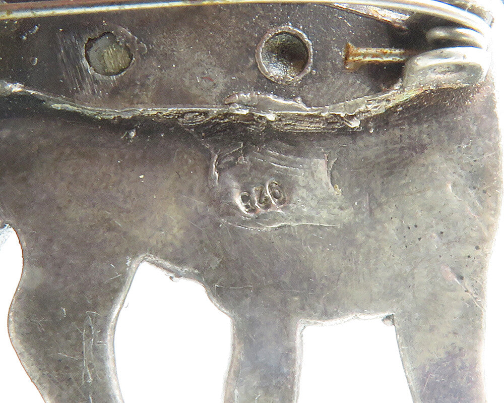 925 Sterling Silver  Vintage Oxidized Zebra Animal Motif Brooch Pin  BP5572
