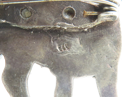 925 Sterling Silver  Vintage Oxidized Zebra Animal Motif Brooch Pin  BP5572