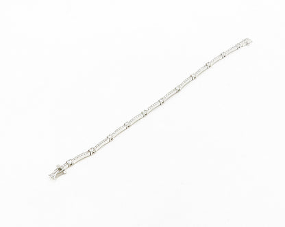 925 Sterling Silver  Sparkling Cubic Zirconia Bar Link Chain Bracelet  BT7684