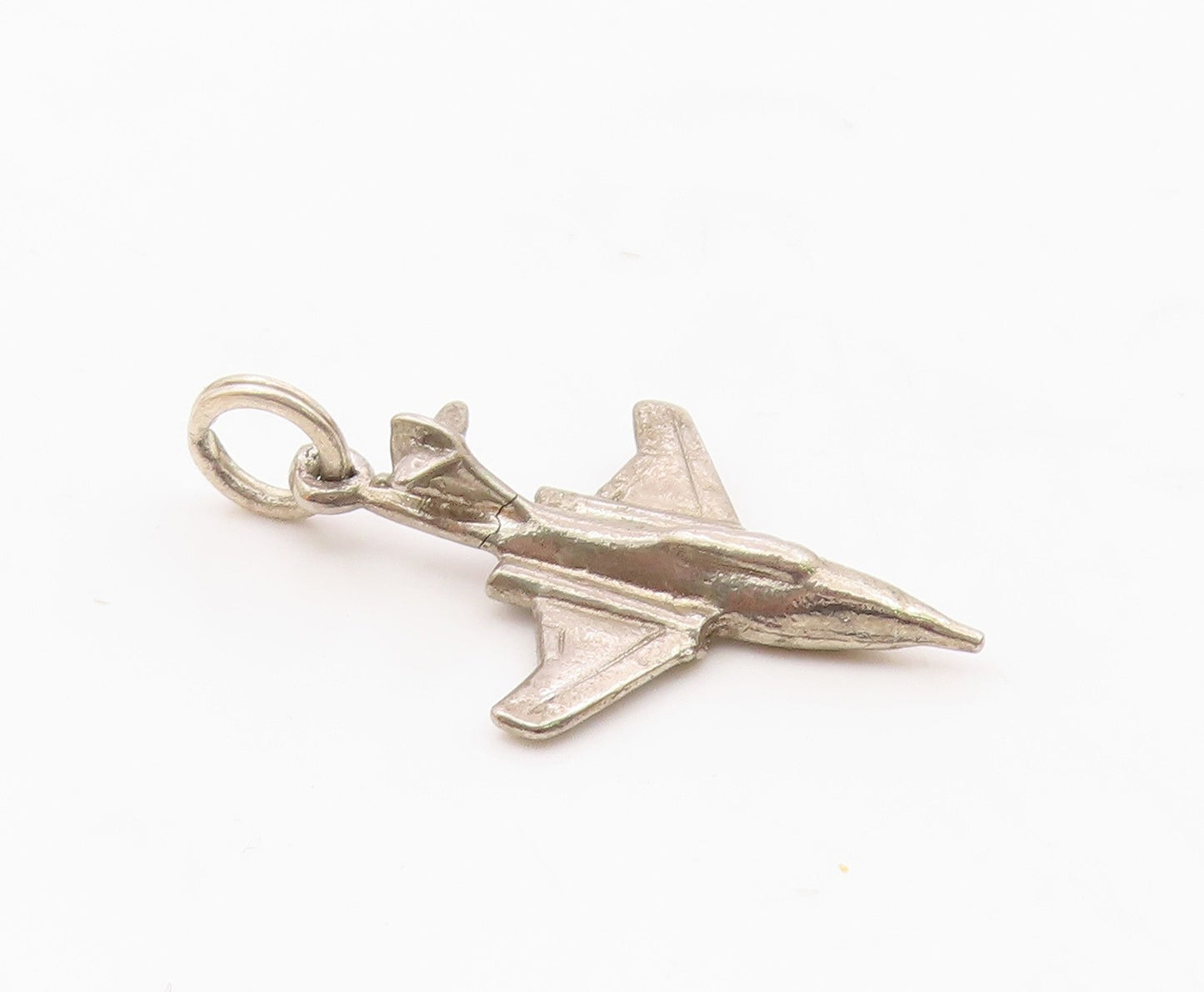 925 Sterling Silver  Vintage Petite Jet Plane Shiny Pendant  PT16980